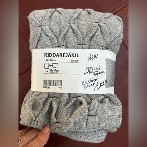 IKEA RIDDARFJÄRIL Textured Gray CableKnit Cushion Cover, New, never open, 20”sq.
